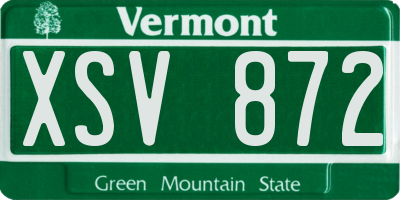 VT license plate XSV872