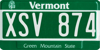 VT license plate XSV874