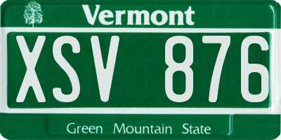 VT license plate XSV876