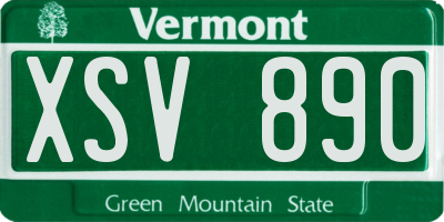 VT license plate XSV890