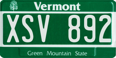 VT license plate XSV892