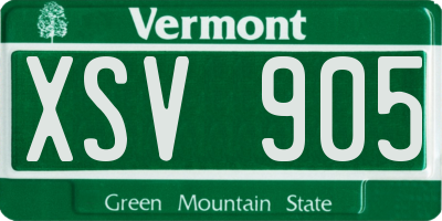 VT license plate XSV905