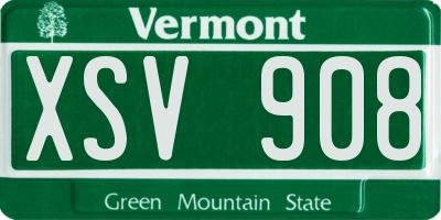 VT license plate XSV908