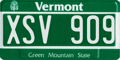 VT license plate XSV909