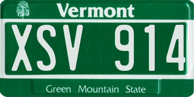 VT license plate XSV914