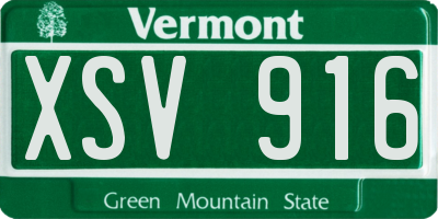 VT license plate XSV916