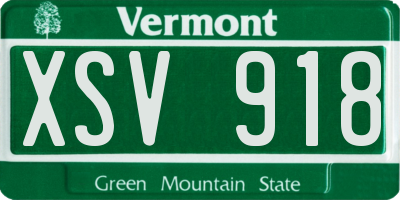 VT license plate XSV918