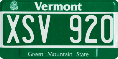 VT license plate XSV920