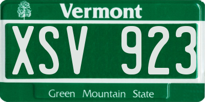 VT license plate XSV923