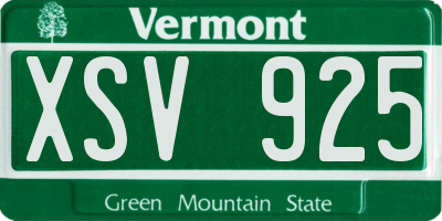 VT license plate XSV925