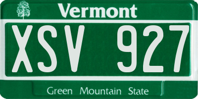 VT license plate XSV927