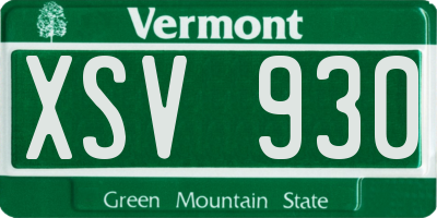 VT license plate XSV930