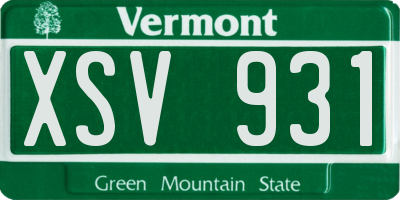 VT license plate XSV931