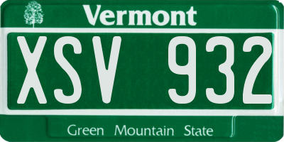 VT license plate XSV932