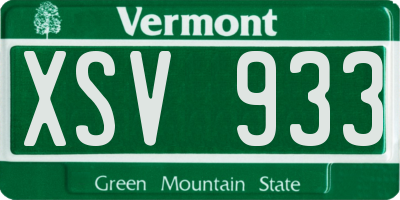 VT license plate XSV933