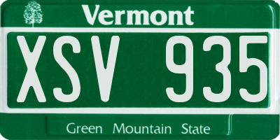 VT license plate XSV935