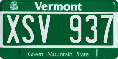 VT license plate XSV937
