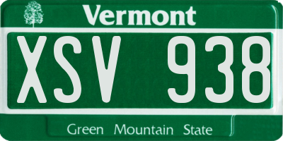 VT license plate XSV938