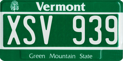 VT license plate XSV939