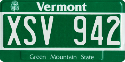 VT license plate XSV942
