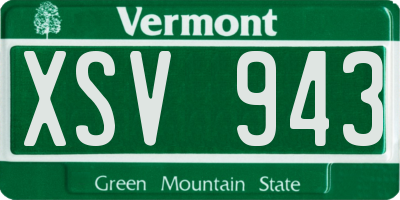 VT license plate XSV943