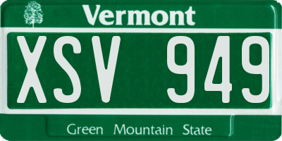 VT license plate XSV949