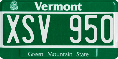 VT license plate XSV950