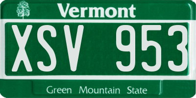 VT license plate XSV953