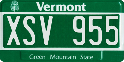 VT license plate XSV955