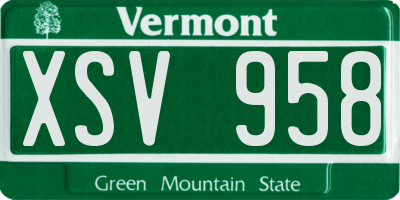 VT license plate XSV958