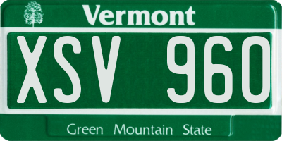 VT license plate XSV960