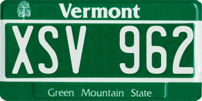 VT license plate XSV962