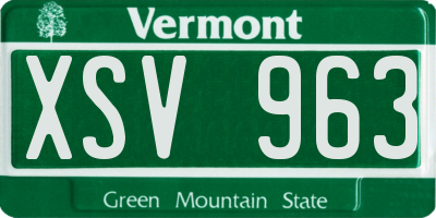 VT license plate XSV963