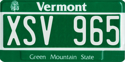 VT license plate XSV965
