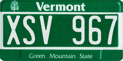VT license plate XSV967