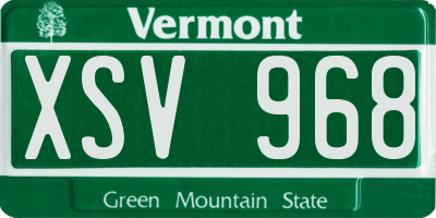 VT license plate XSV968