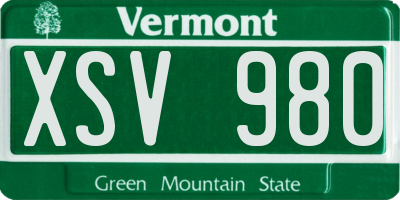 VT license plate XSV980