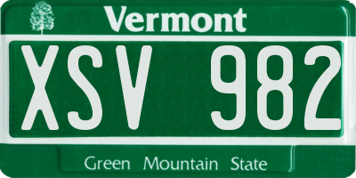 VT license plate XSV982