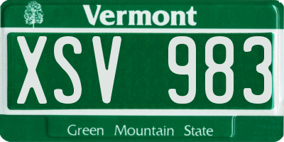VT license plate XSV983