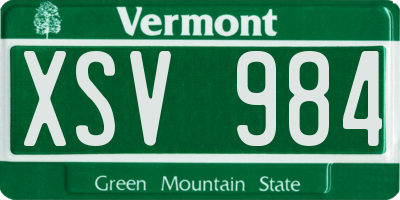 VT license plate XSV984