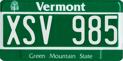 VT license plate XSV985