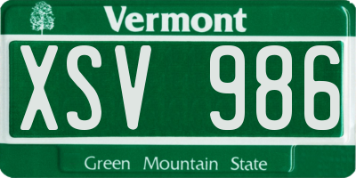 VT license plate XSV986