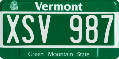 VT license plate XSV987