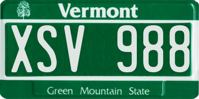 VT license plate XSV988