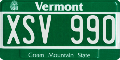 VT license plate XSV990