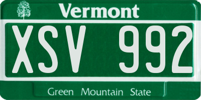 VT license plate XSV992