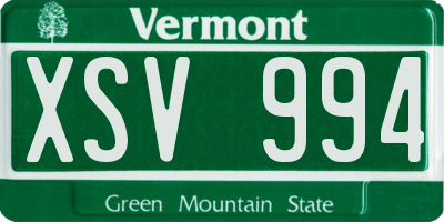 VT license plate XSV994