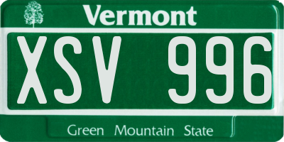 VT license plate XSV996