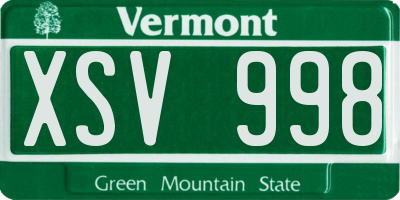 VT license plate XSV998
