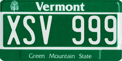 VT license plate XSV999